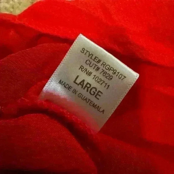 Gibson Women’s Large Tank Top Ruffle Holiday Patriotic Cherry Red Gauze Flowy - Picture 5 of 10